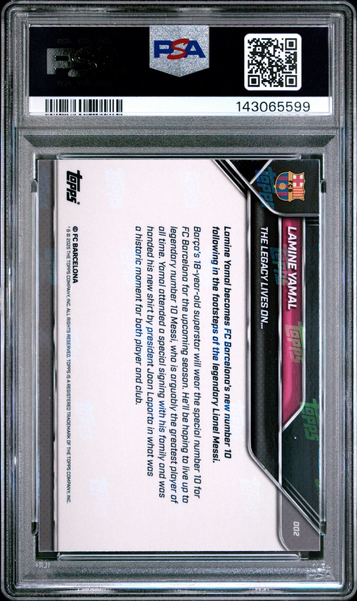 TOPPS NOW Lamine Yamal Lionel Messi Legacy PSA 10 GEM Mint