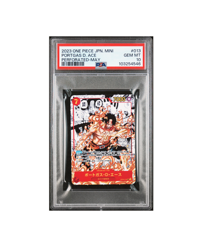 PSA 10 GEM MINT 2023 ONE PIECE JPN. MINI PORTGAS D. ACE PERFORATED-MAY