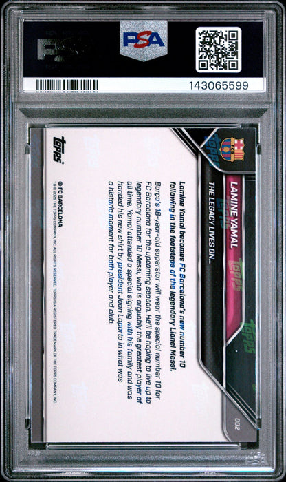 TOPPS NOW Lamine Yamal Lionel Messi Legacy PSA 10 GEM Mint